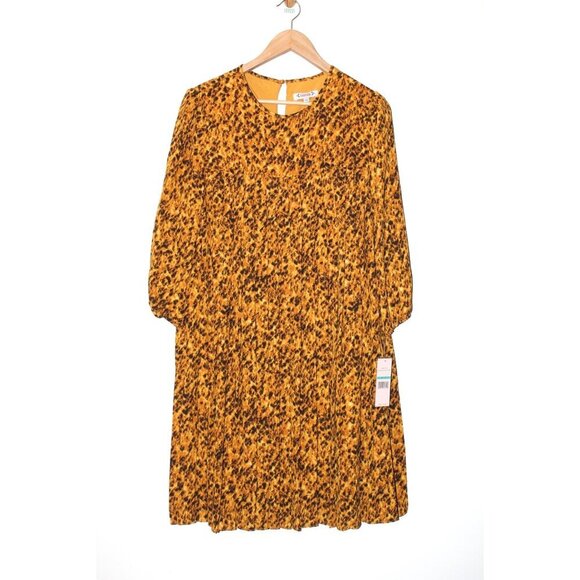 NWT Nanette Lepore Animal Print Midi Dress Size 16 Yellow Tunic Goldilocks $158 - Picture 1 of 8
